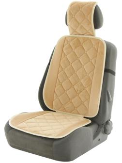 Накидка на переднее сиденье автомобиля 131х48 см, искусственный мех, бежевый