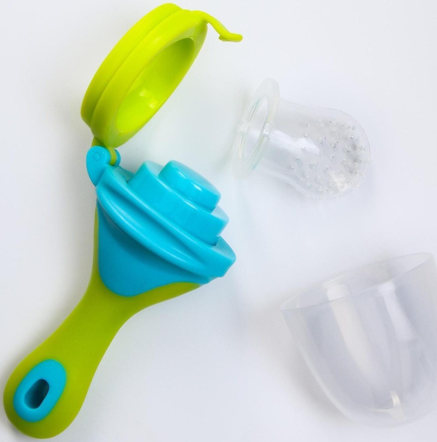 Ниблер для прикорма, с силиконовой сеточкой, цвет голубой/лайм