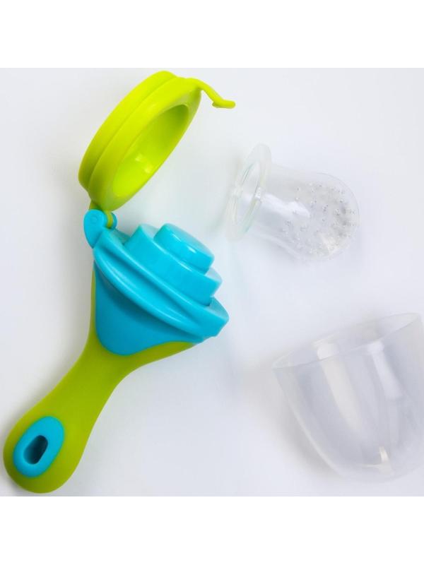 Ниблер для прикорма, с силиконовой сеточкой, цвет голубой/лайм