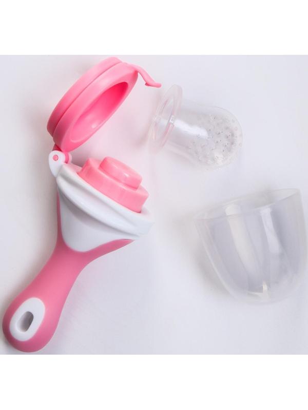 Ниблер для прикорма, с силиконовой сеточкой, цвет розовый/белый