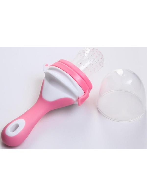 Ниблер для прикорма, с силиконовой сеточкой, цвет розовый/белый