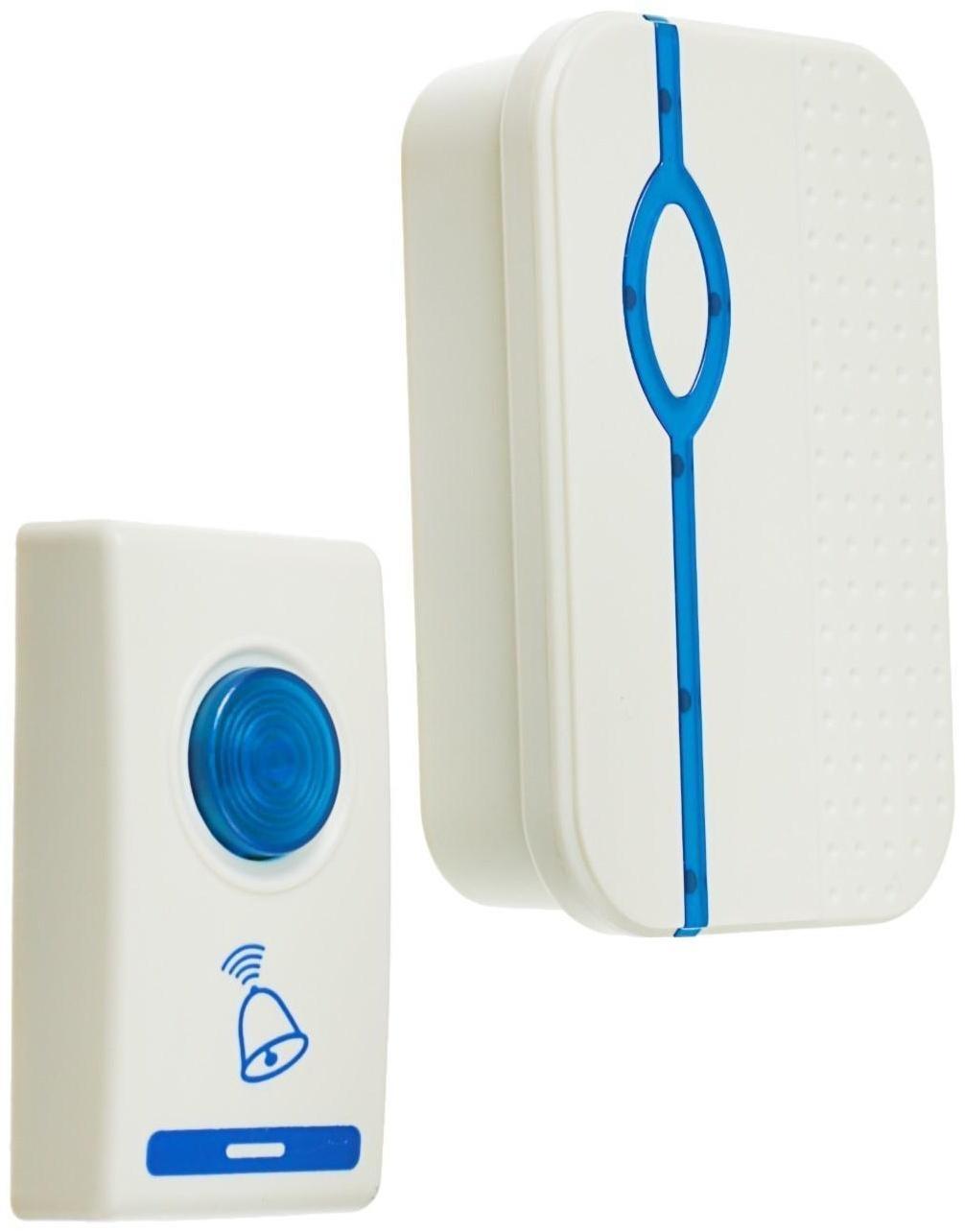 Звонок Luazon LZDV-28, беспроводной, 2хAA (не в комплекте), LR23A, бело-голубой