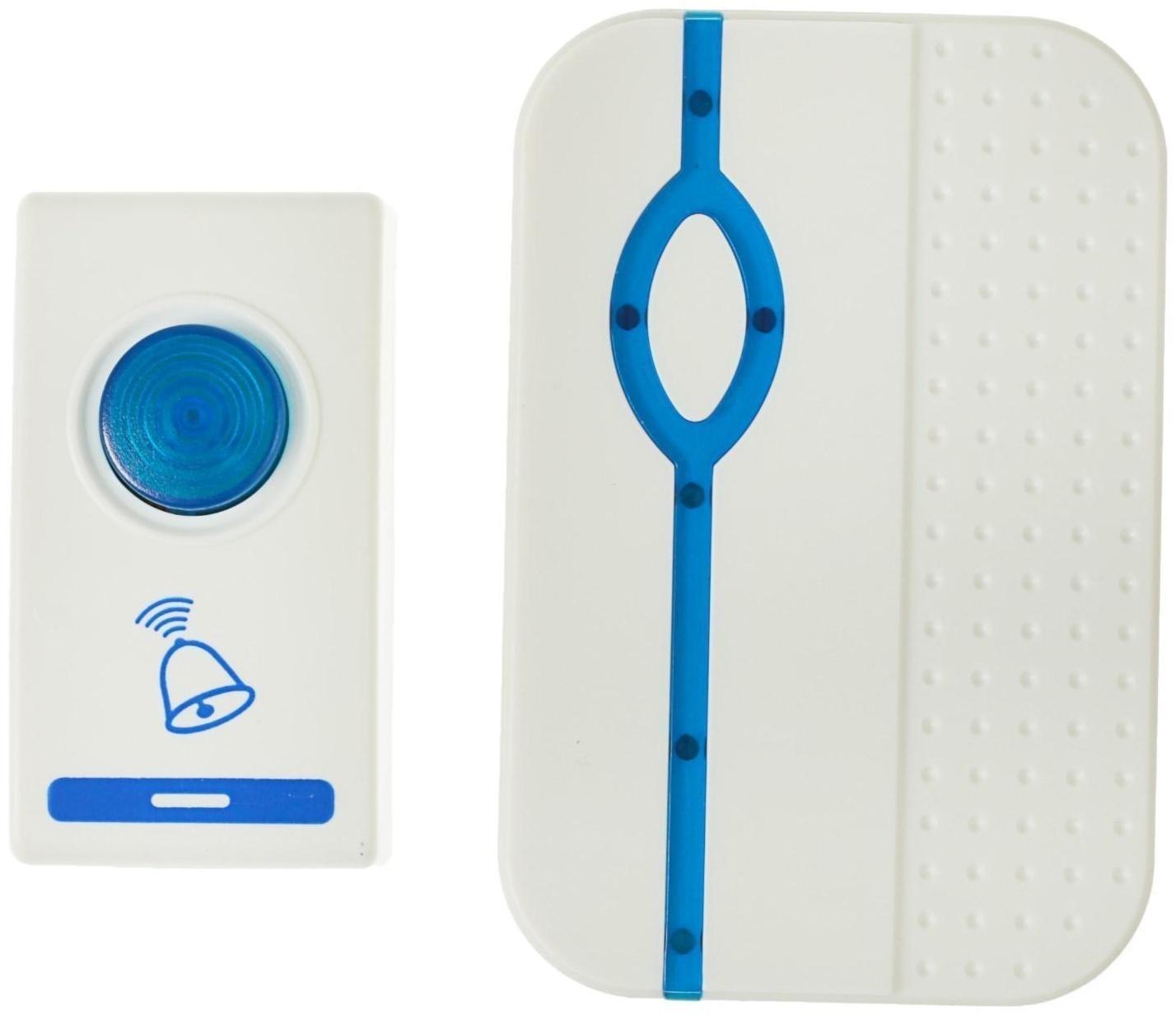 Звонок Luazon LZDV-28, беспроводной, 2хAA (не в комплекте), LR23A, бело-голубой