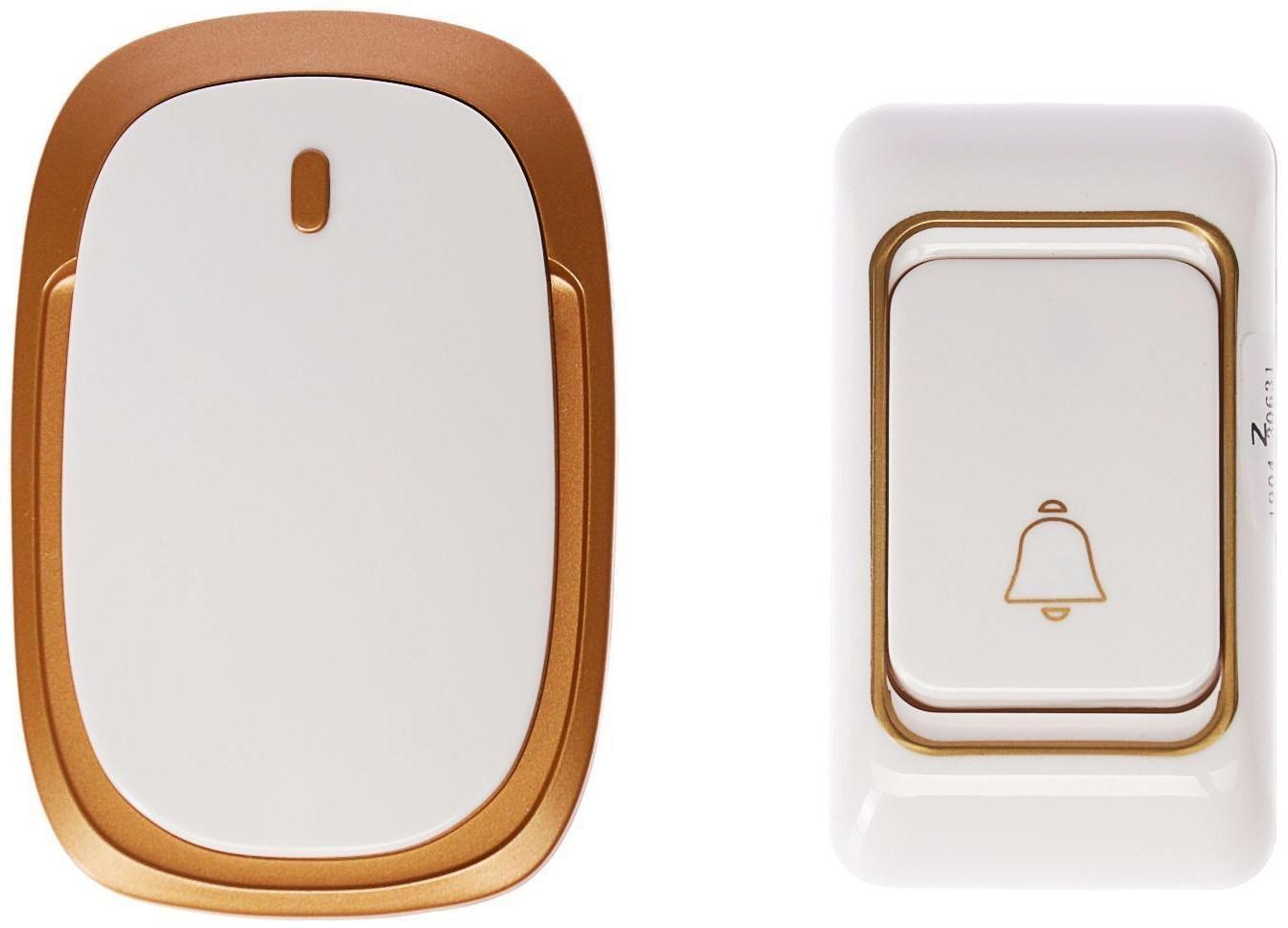 Звонок Luazon LZDV-33, беспроводной, 3хAA (не в комплекте), LR23A, бело-золотистый