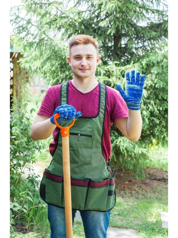 Перчатки, х/б, вязка 10 класс, 5 нитей, размер 10, с ПВХ протектором, синие, «Ёлочка»