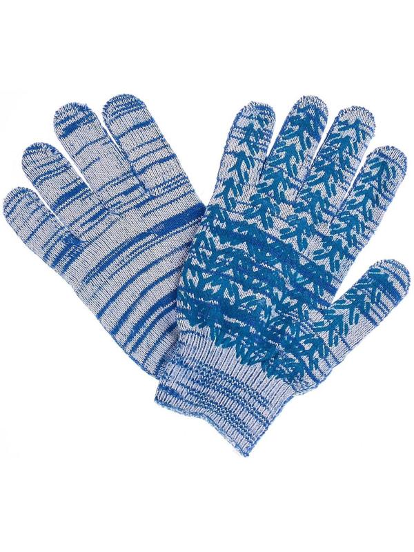 Перчатки, х/б, вязка 10 класс, 5 нитей, размер 10, с ПВХ протектором, синие, «Ёлочка»