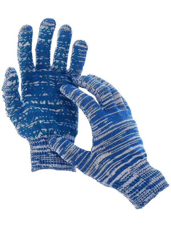 Перчатки, х/б, вязка 10 класс, 5 нитей, размер 10, с ПВХ протектором, синие, «Ёлочка»