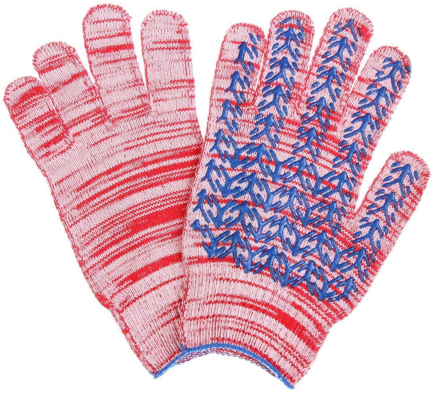 Перчатки, х/б, вязка 10 класс, 5 нитей, размер 10, с ПВХ протектором, оранжевые, «Ёлочка»