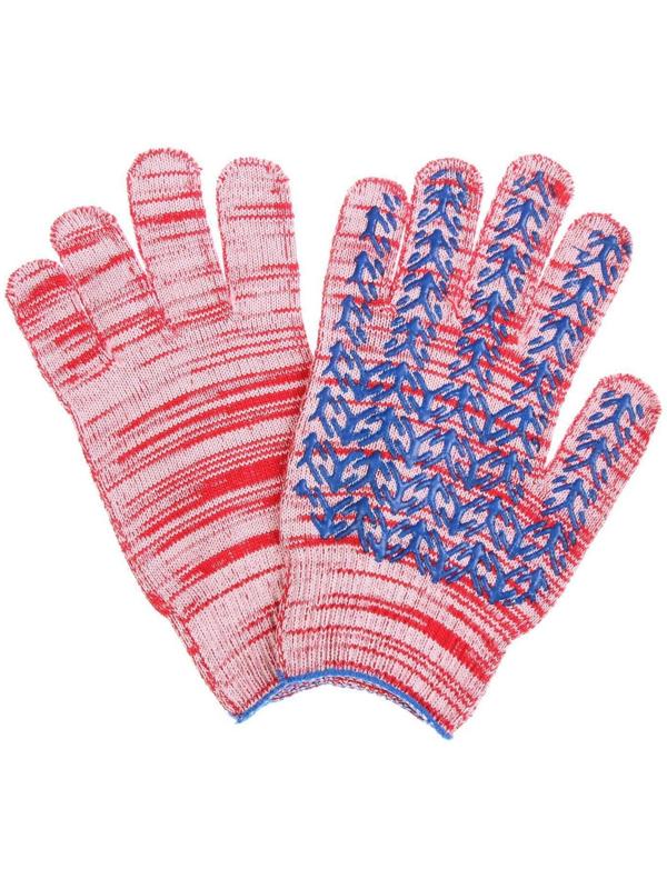 Перчатки, х/б, вязка 10 класс, 5 нитей, размер 10, с ПВХ протектором, оранжевые, «Ёлочка»