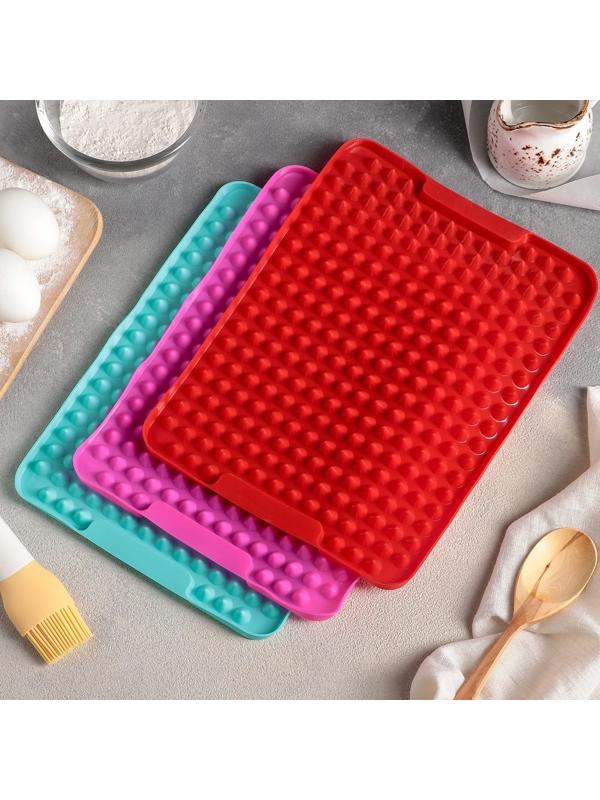 Силиконовый коврик-антижир, 28×22 см, цвет МИКС