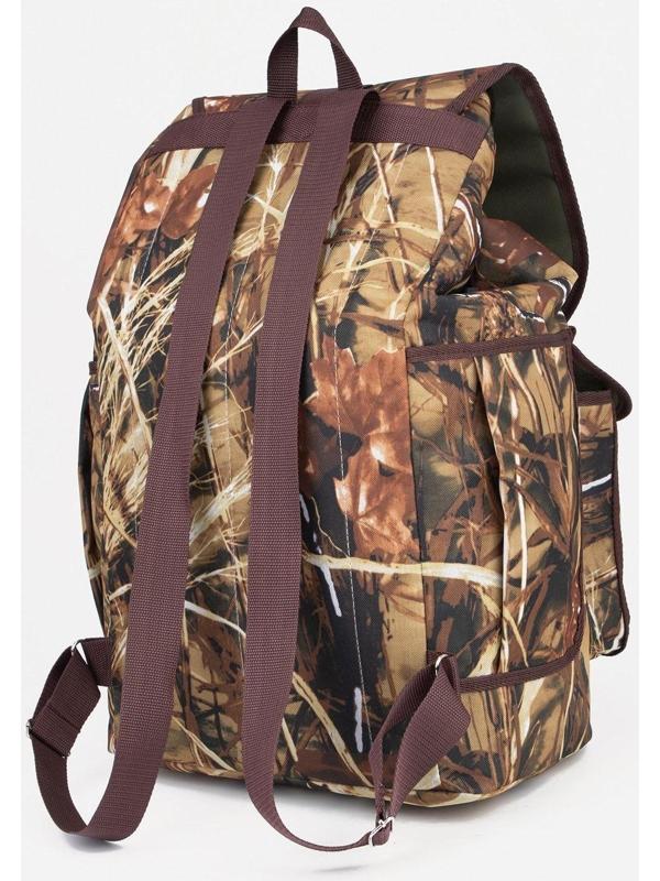 Рюкзак туристический, 55 л, отдел на шнурке, 3 наружных кармана, цвет камуфляж