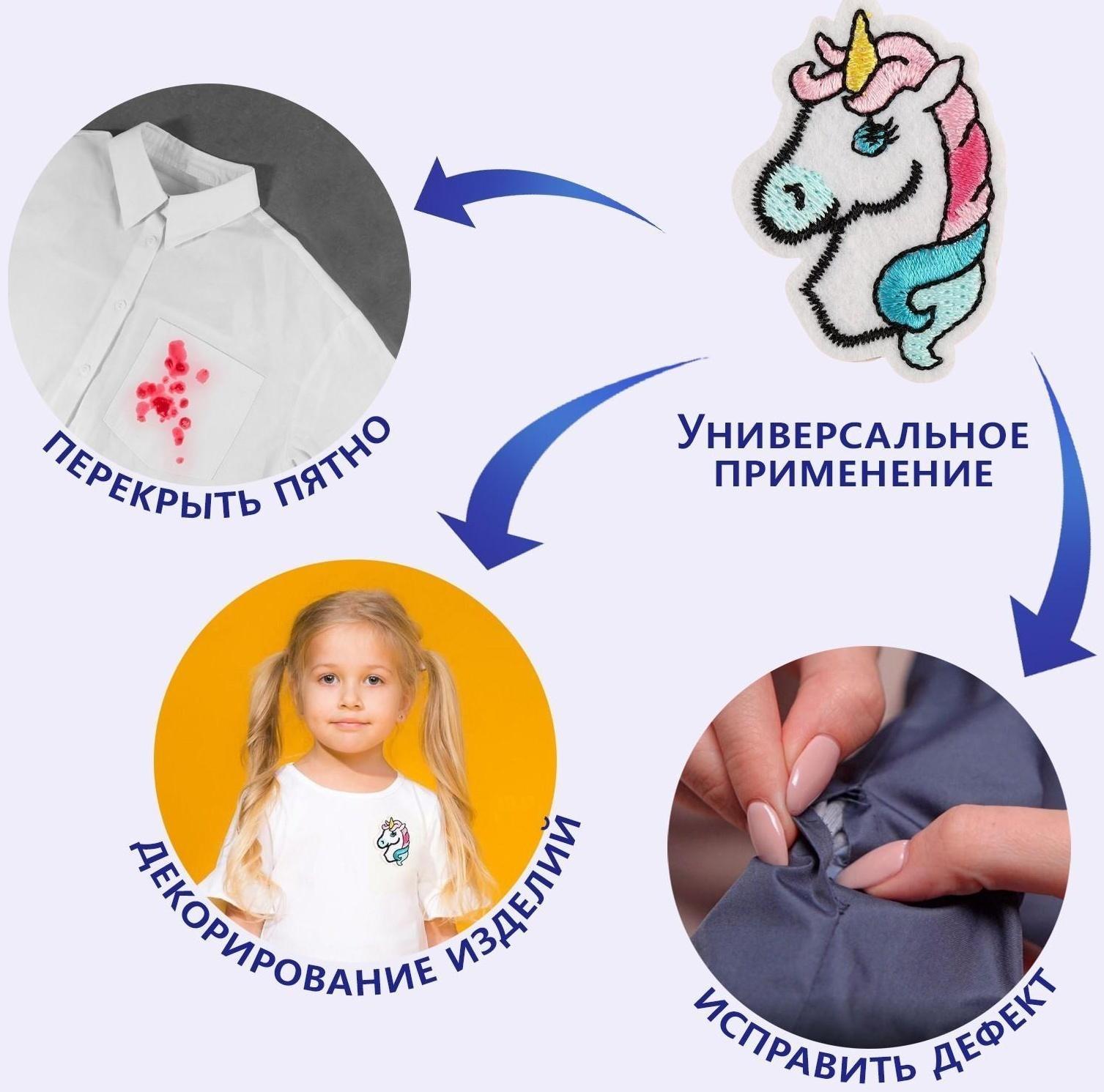 Термоаппликация «Единорог», 4,7 × 3,2 см, цвет разноцветный