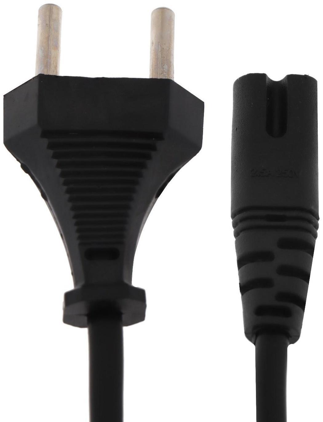 Кабель питания LuazON KDGN-004, штекер С7, 2.5 А, 1.5 м, чёрный