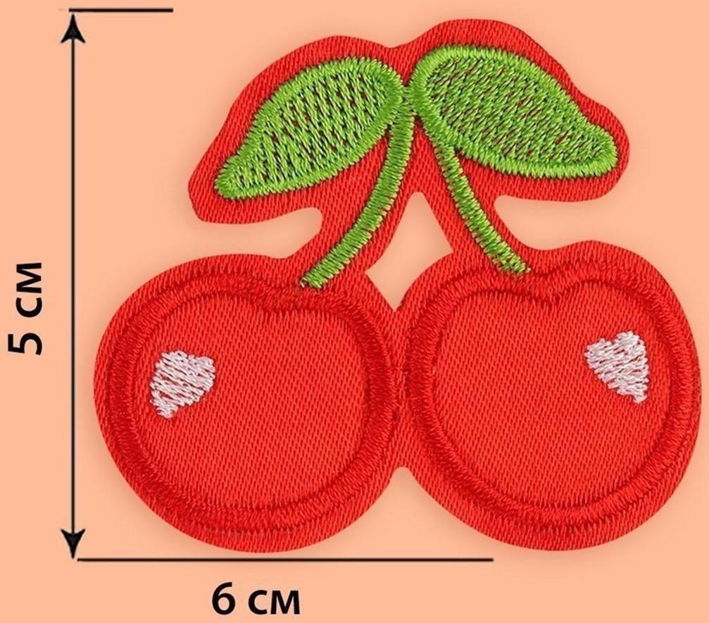 Термоаппликация «Вишня», 6 × 5 см, цвет красный