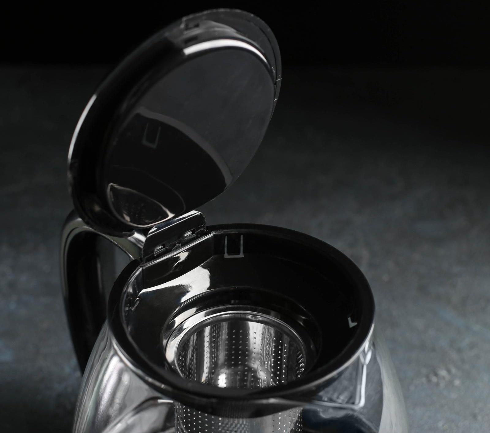 Чайник стеклянный заварочный «Глянец», 1,5 л, с металлическим ситом, цвет МИКС