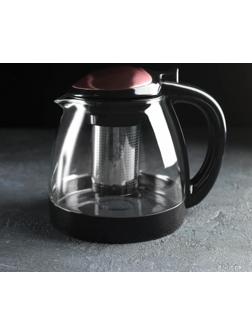 Чайник стеклянный заварочный «Глянец», 1,5 л, с металлическим ситом, цвет МИКС