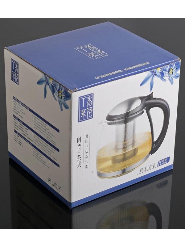 Чайник стеклянный заварочный «Глянец», 1,5 л, с металлическим ситом, цвет МИКС