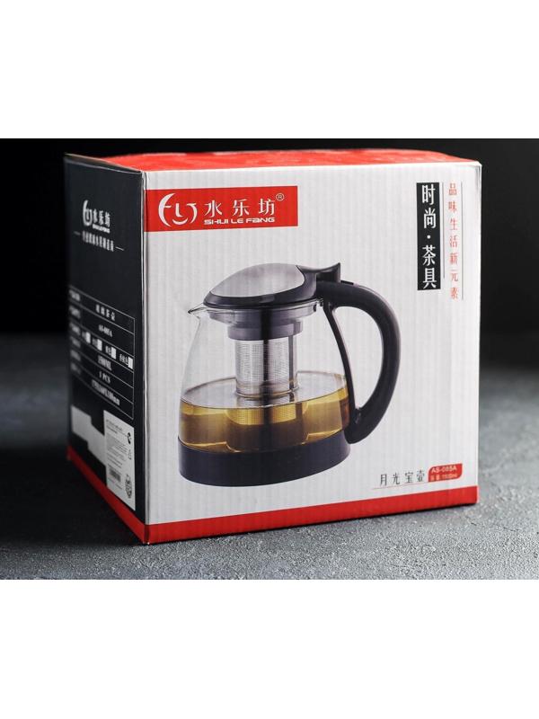 Чайник стеклянный заварочный «Глянец», 1,5 л, с металлическим ситом, цвет МИКС