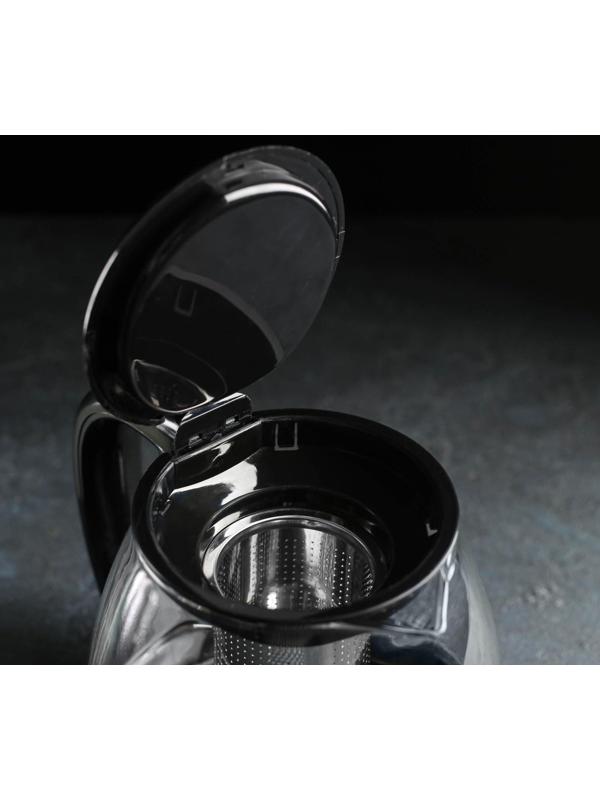 Чайник стеклянный заварочный «Глянец», 1,5 л, с металлическим ситом, цвет МИКС