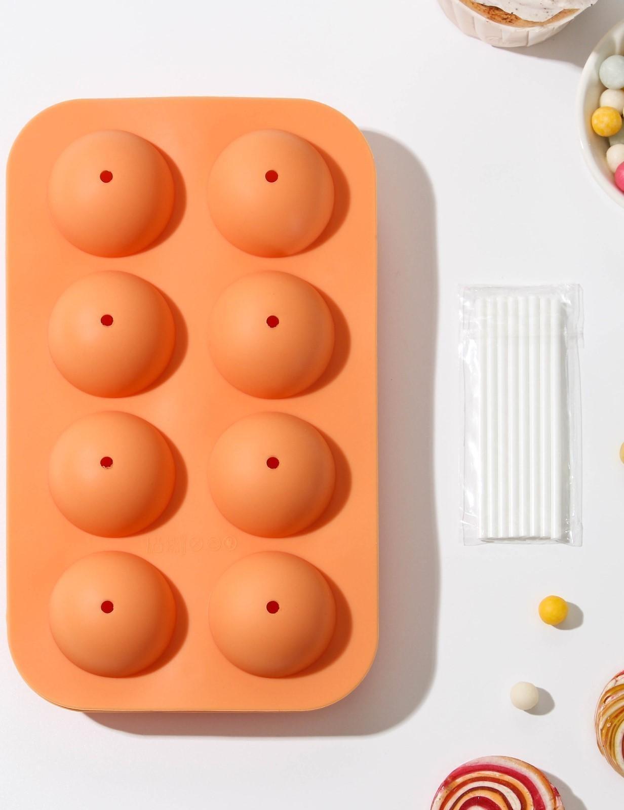 Форма для леденцов «Чупик», 19,5×11,7×3,5 см, 8 ячеек (d=3,9 см), 2 части, с палочками, цвет МИКС