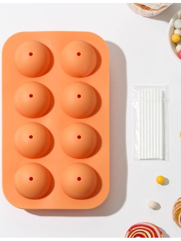 Форма для леденцов «Чупик», 19,5×11,7×3,5 см, 8 ячеек (d=3,9 см), 2 части, с палочками, цвет МИКС