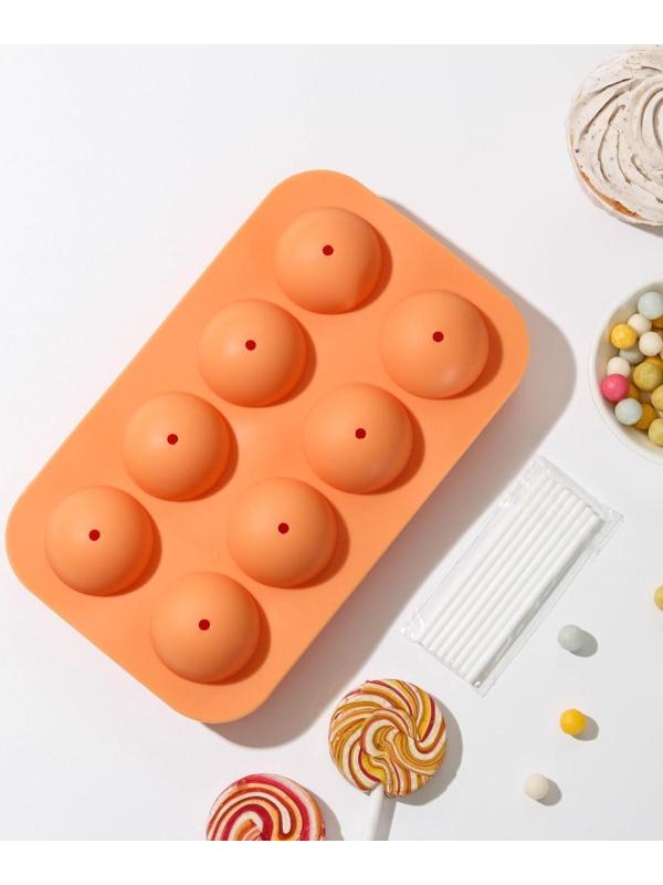 Форма для леденцов «Чупик», 19,5×11,7×3,5 см, 8 ячеек (d=3,9 см), 2 части, с палочками, цвет МИКС