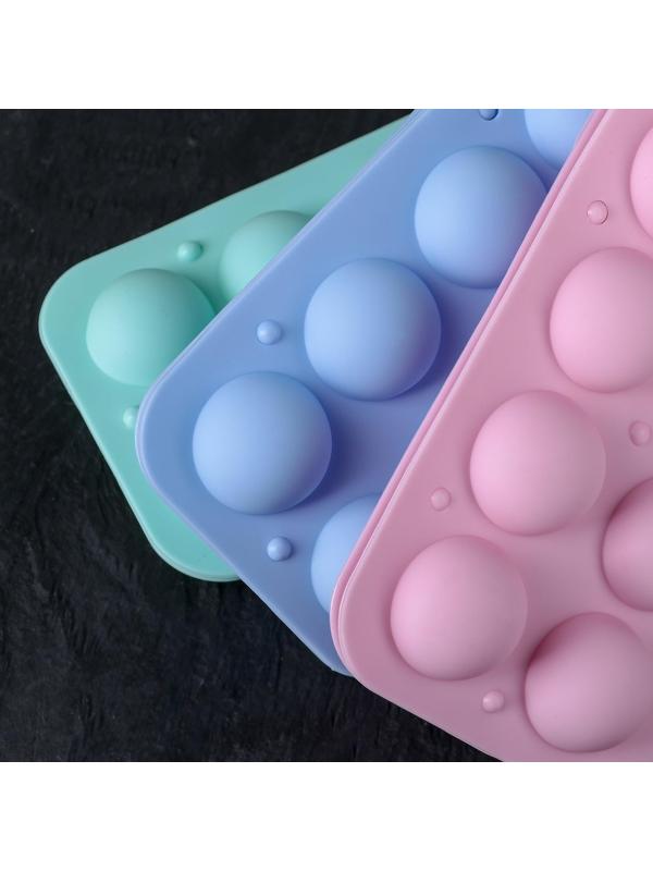 Форма для леденцов «Чупик», 19,5×11,7×3,5 см, 8 ячеек (d=3,9 см), 2 части, с палочками, цвет МИКС