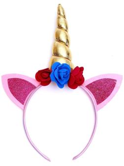 Карнавальный ободок «Единорог», с цветочками, цвет сиреневый