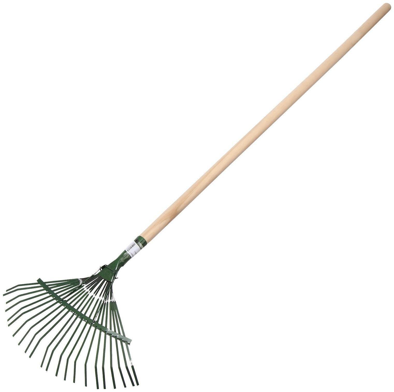 Грабли веерные, пластинчатые, 22 зубца, металл, деревянный черенок, 1 сорт