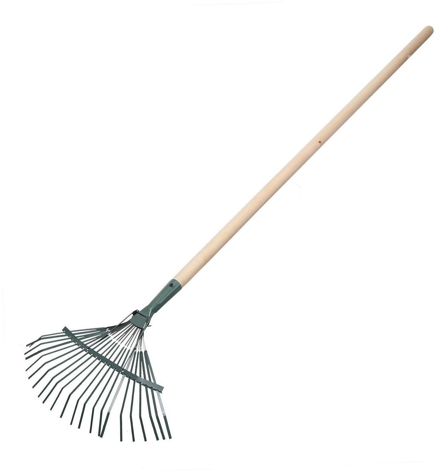 Грабли веерные, пластинчатые, 22 зубца, металл, деревянный черенок, 1 сорт