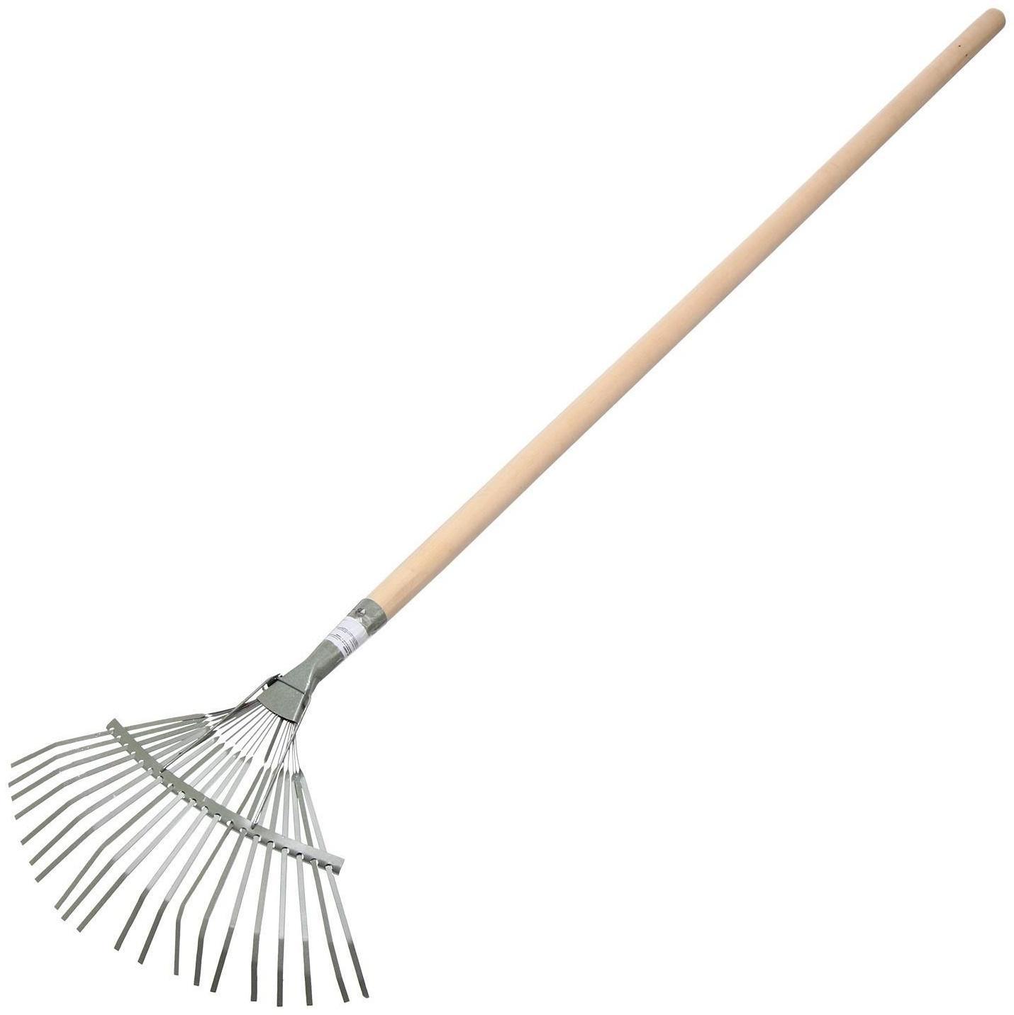 Грабли веерные, пластинчатые, 22 зубца, металл, деревянный черенок, 1 сорт