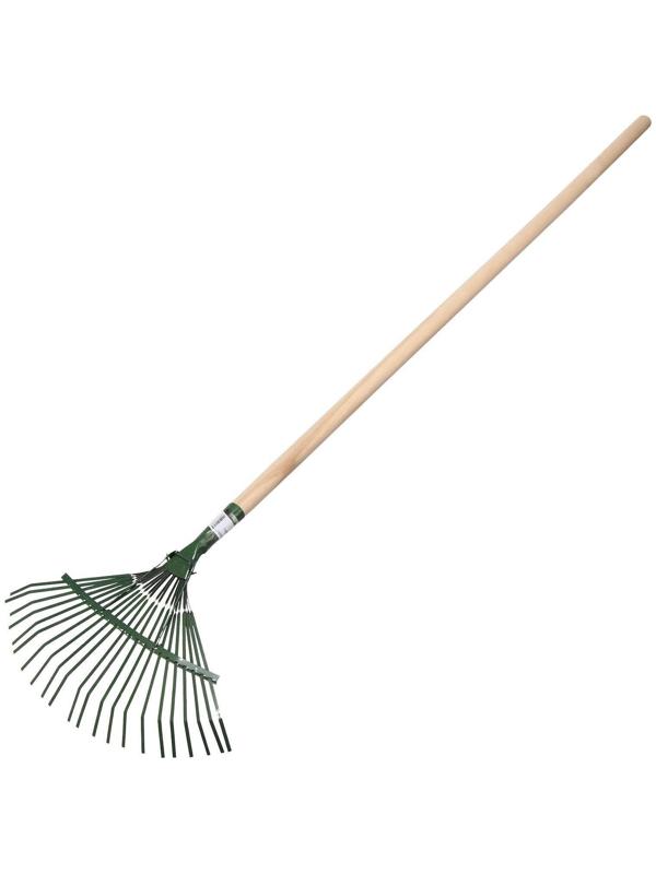 Грабли веерные, пластинчатые, 22 зубца, металл, деревянный черенок, 1 сорт