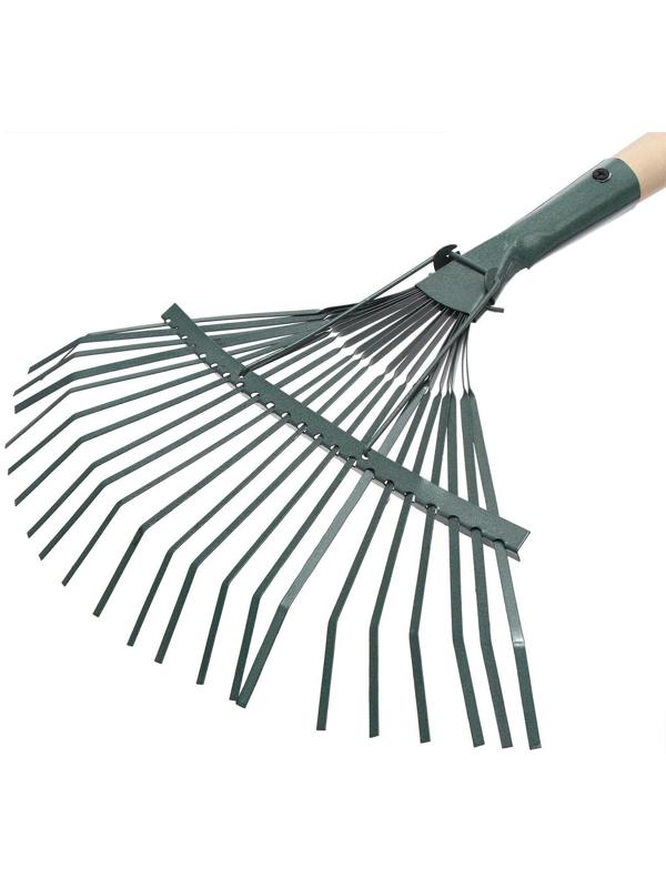Грабли веерные, пластинчатые, 22 зубца, металл, деревянный черенок, 1 сорт
