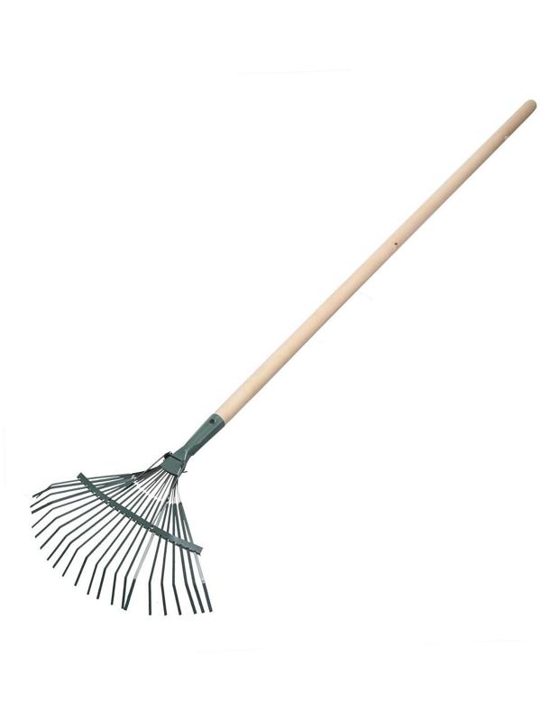 Грабли веерные, пластинчатые, 22 зубца, металл, деревянный черенок, 1 сорт