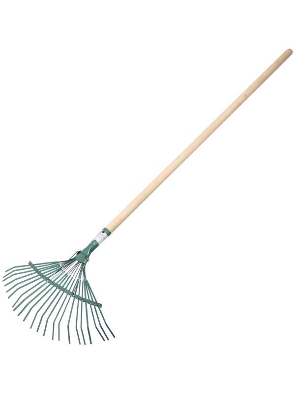 Грабли веерные, пластинчатые, 22 зубца, металл, деревянный черенок, 1 сорт