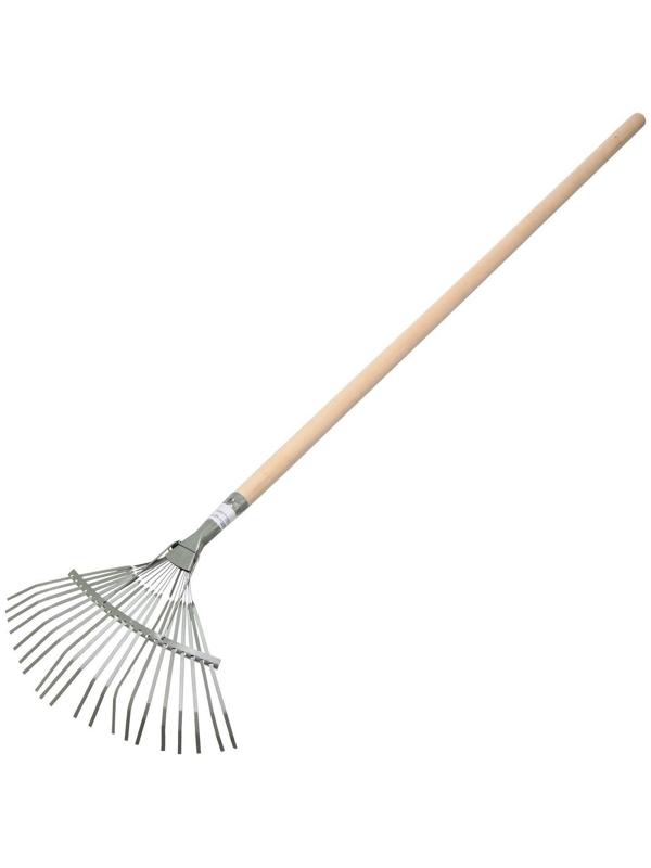 Грабли веерные, пластинчатые, 22 зубца, металл, деревянный черенок, 1 сорт