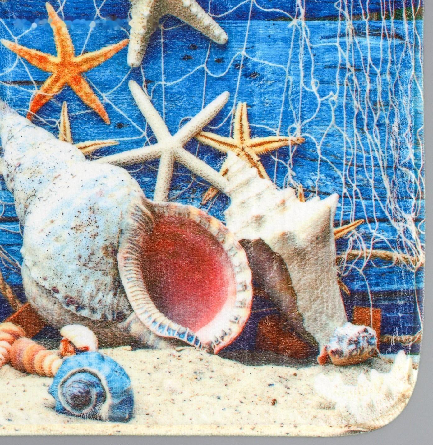 Набор ковриков для ванной и туалета Доляна «Ракушки», 3 шт: 37×45, 37×45, 45×75 см., 2987444