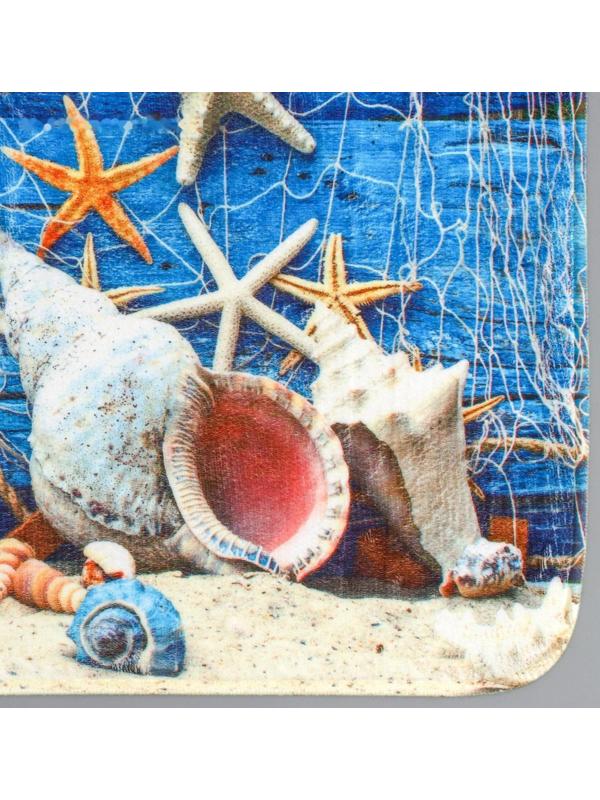 Набор ковриков для ванной и туалета Доляна «Ракушки», 3 шт: 37×45, 37×45, 45×75 см., 2987444