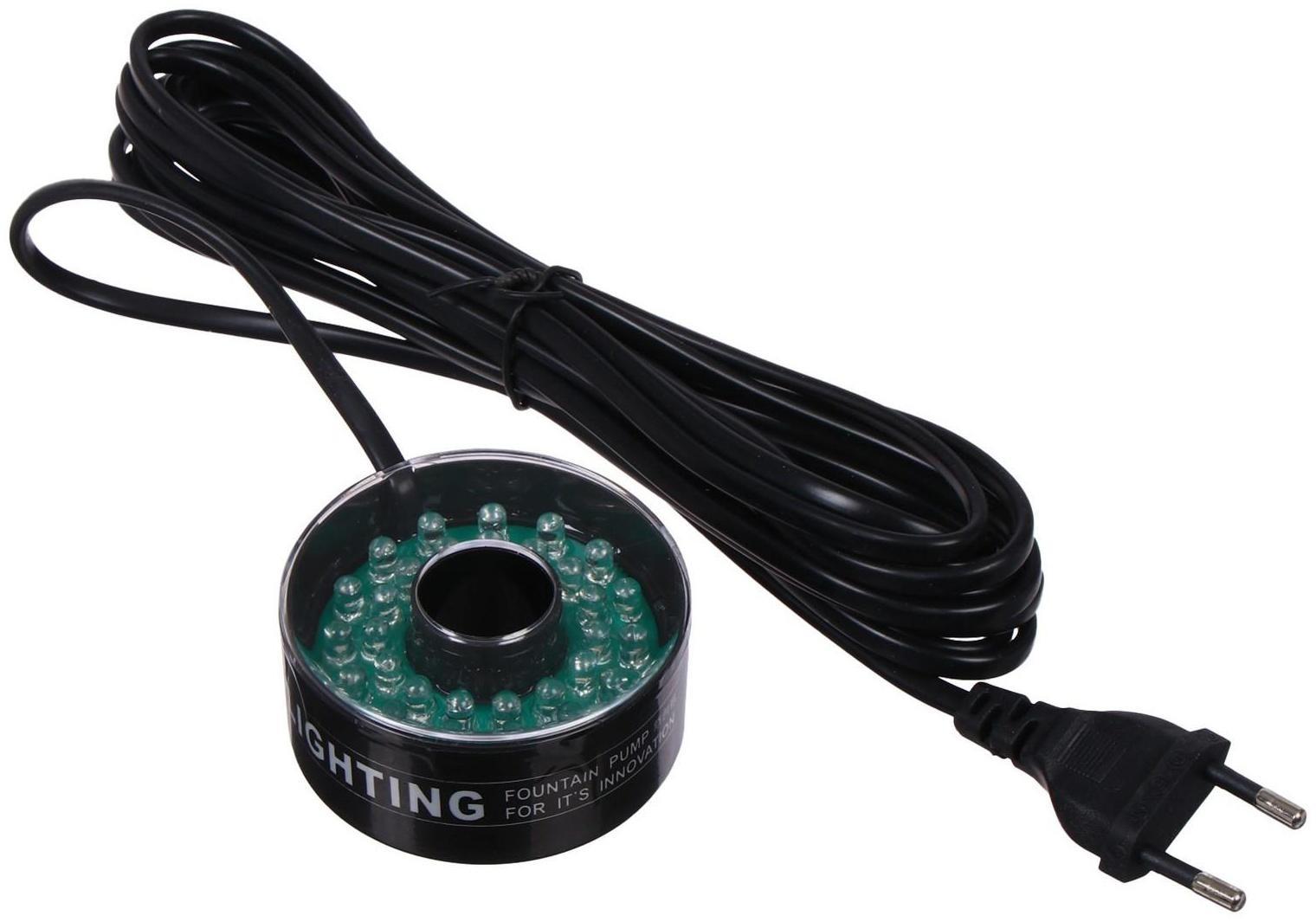 Фонтан для садового водоёма, 100 Вт, h = 6 м, 6500 л/ч, LED 30 ламп, кабель 5 м