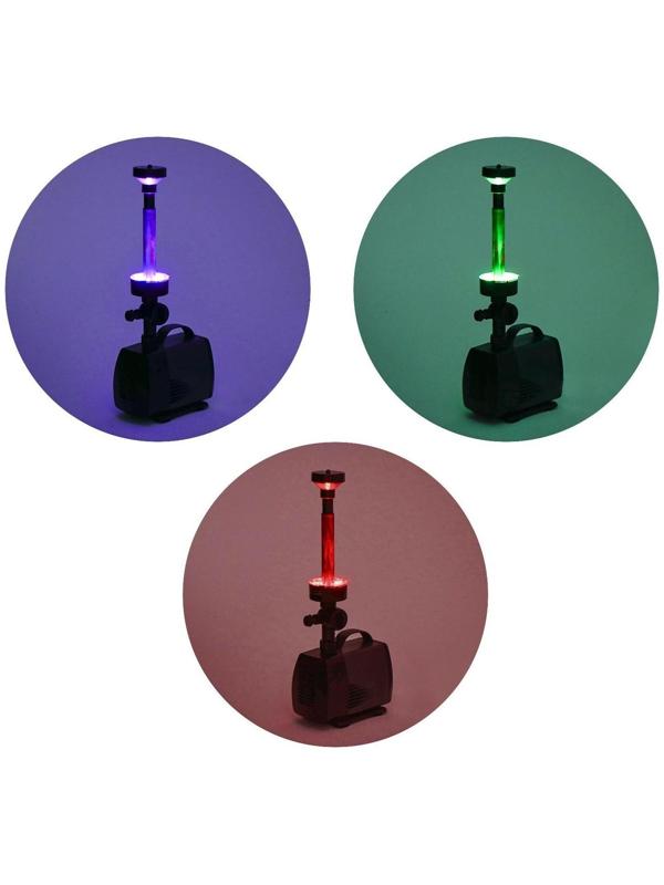 Фонтан для садового водоёма, 100 Вт, h = 6 м, 6500 л/ч, LED 30 ламп, кабель 5 м