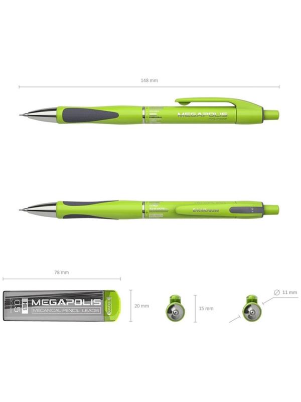 Набор карандаш механический НВ, 0.7 мм, ErichKrause Megapolis Concept + 20 грифелей, блистер, резиновый упор