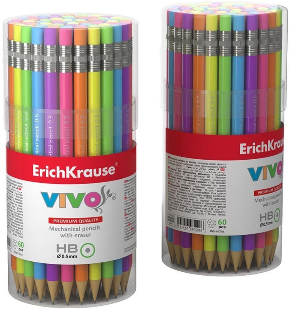 Карандаш механический НВ, 0.5 мм, ErichKrause Vivo, микс