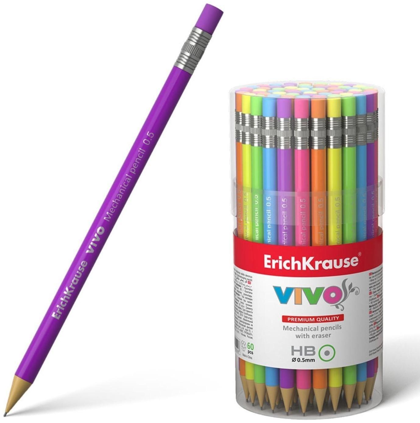 Карандаш механический НВ, 0.5 мм, ErichKrause Vivo, микс