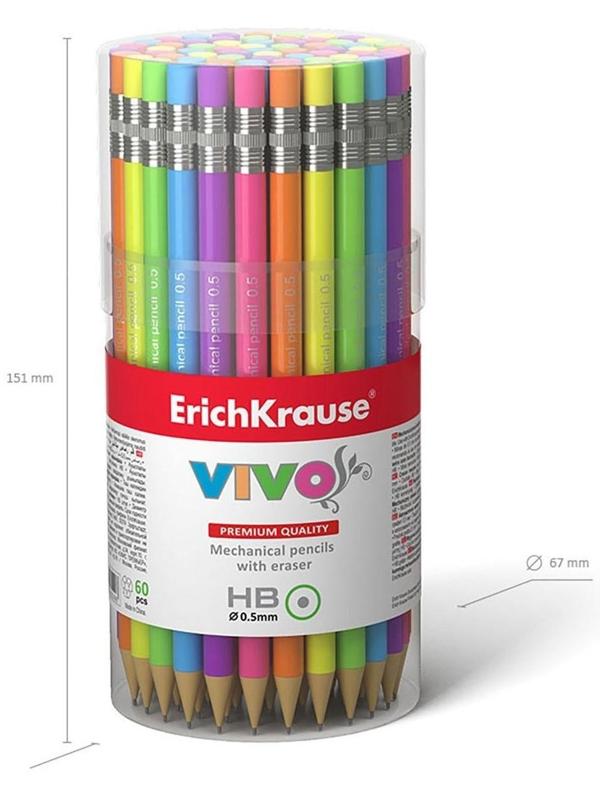 Карандаш механический НВ, 0.5 мм, ErichKrause Vivo, микс
