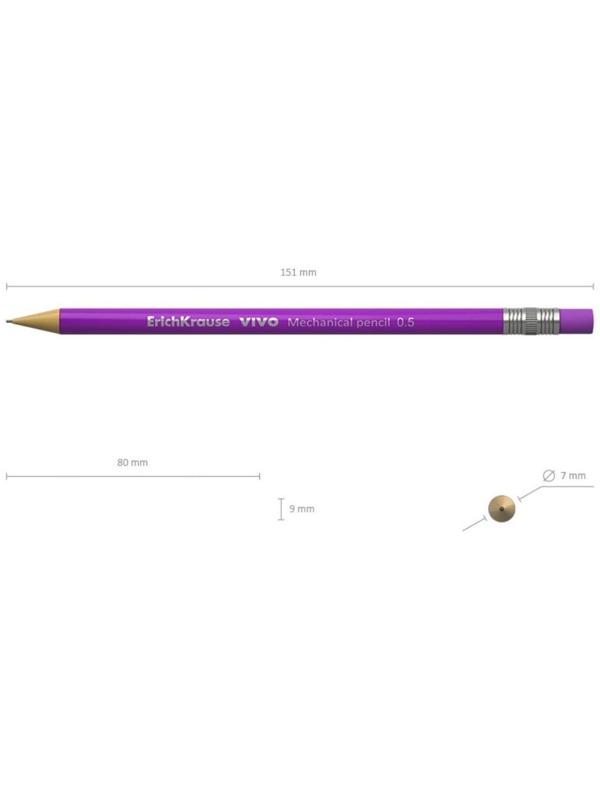 Карандаш механический НВ, 0.5 мм, ErichKrause Vivo, микс
