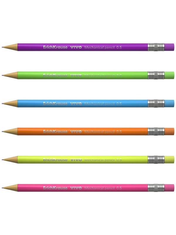 Карандаш механический НВ, 0.5 мм, ErichKrause Vivo, микс