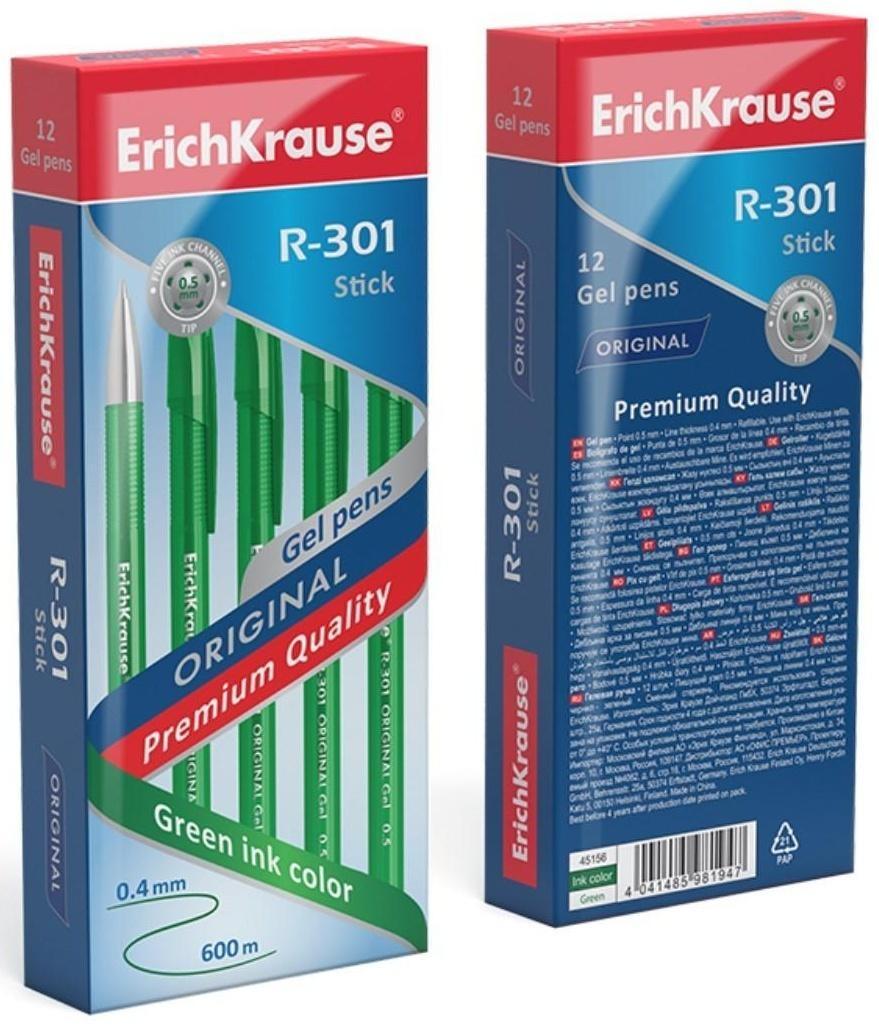 Ручка гелевая R-301 Original Gel, узел 0.5 мм, чернила зелёные, длина линии письма 600 метров