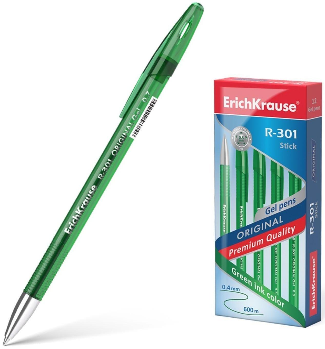 Ручка гелевая R-301 Original Gel, узел 0.5 мм, чернила зелёные, длина линии письма 600 метров