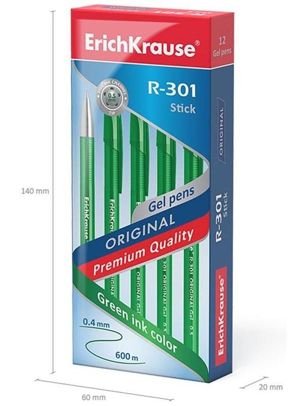 Ручка гелевая R-301 Original Gel, узел 0.5 мм, чернила зелёные, длина линии письма 600 метров