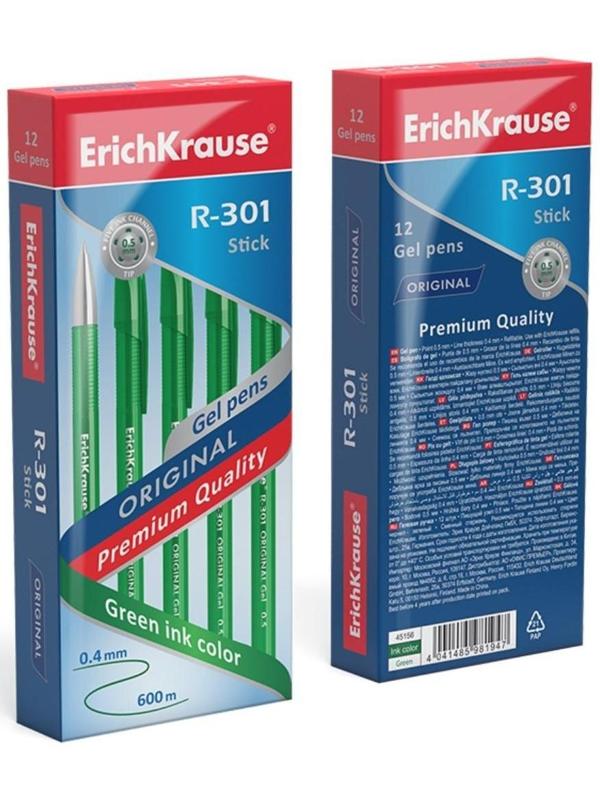 Ручка гелевая R-301 Original Gel, узел 0.5 мм, чернила зелёные, длина линии письма 600 метров